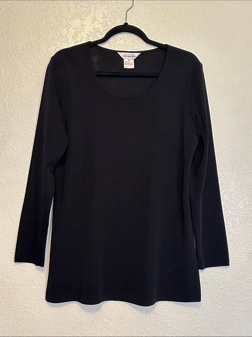 Misook Black Long Sleeve Scoop Neck Tunic M